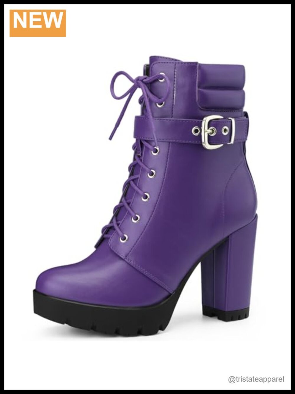 Women's Lace Up Platform Chunky Heel Ankle Combat Boots Faux Leather